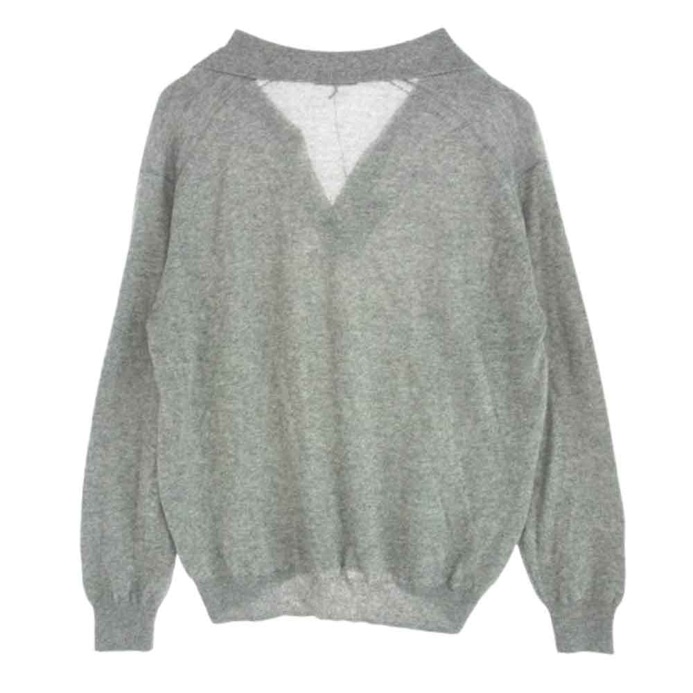 AURALEE オーラリー A24SP02SC SUPER FINE CASHMERE SILK KNIT SKIPPER POLO カシミヤ シルク スキッパー ポロ シャツ グレー系 3【美品】【中古】