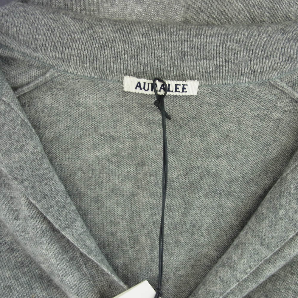 AURALEE オーラリー A24SP02SC SUPER FINE CASHMERE SILK KNIT SKIPPER POLO カシミヤ シルク スキッパー ポロ シャツ グレー系 3【美品】【中古】