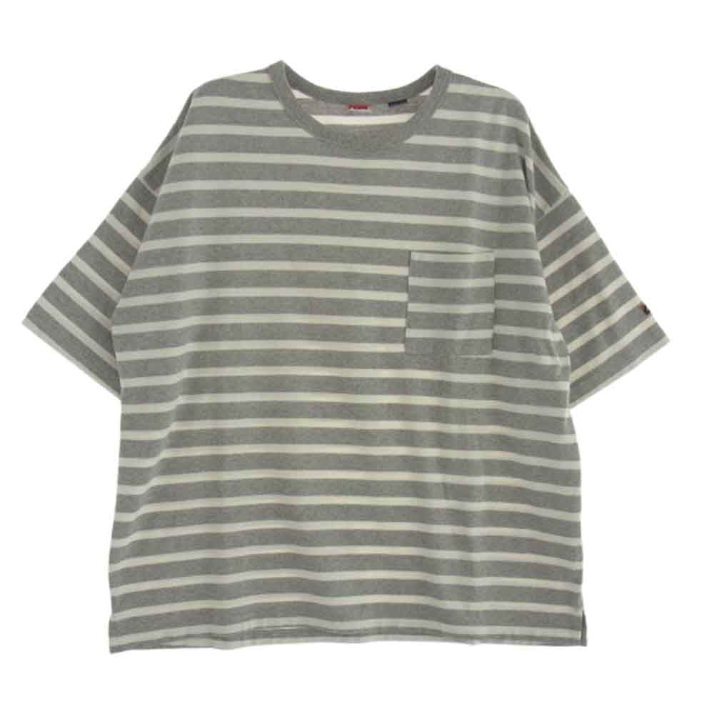 NANGA ナンガ NW2221-1G208 ECO HYBRID LOOSE FIT BORDER TEE ルーズフィット ボーダー Tシャツ 半袖カットソー グレー系 F【中古】