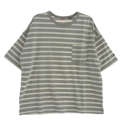 NANGA ナンガ NW2221-1G208 ECO HYBRID LOOSE FIT BORDER TEE ルーズフィット ボーダー Tシャツ 半袖カットソー グレー系 F【中古】
