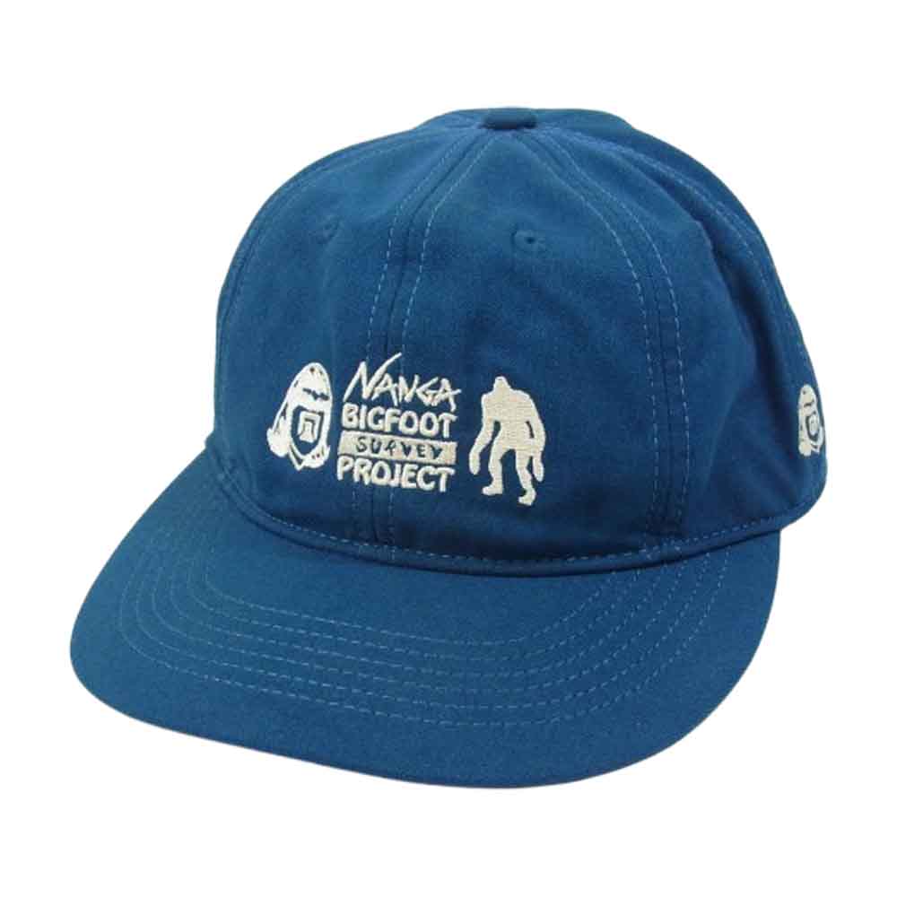 NANGA ナンガ ×TACOMA FUJI RECORDS タコマフジレコード BIGFOOT SURVEY PROJECT LOGO CAP ビッグフットサーベイ ロゴ キャップ ブルー系【美品】【中古】