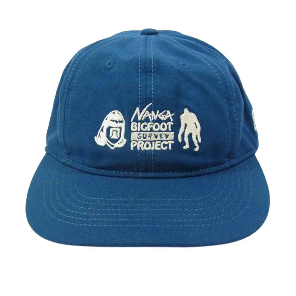 NANGA ナンガ ×TACOMA FUJI RECORDS タコマフジレコード BIGFOOT SURVEY PROJECT LOGO CAP ビッグフットサーベイ ロゴ キャップ ブルー系【美品】【中古】