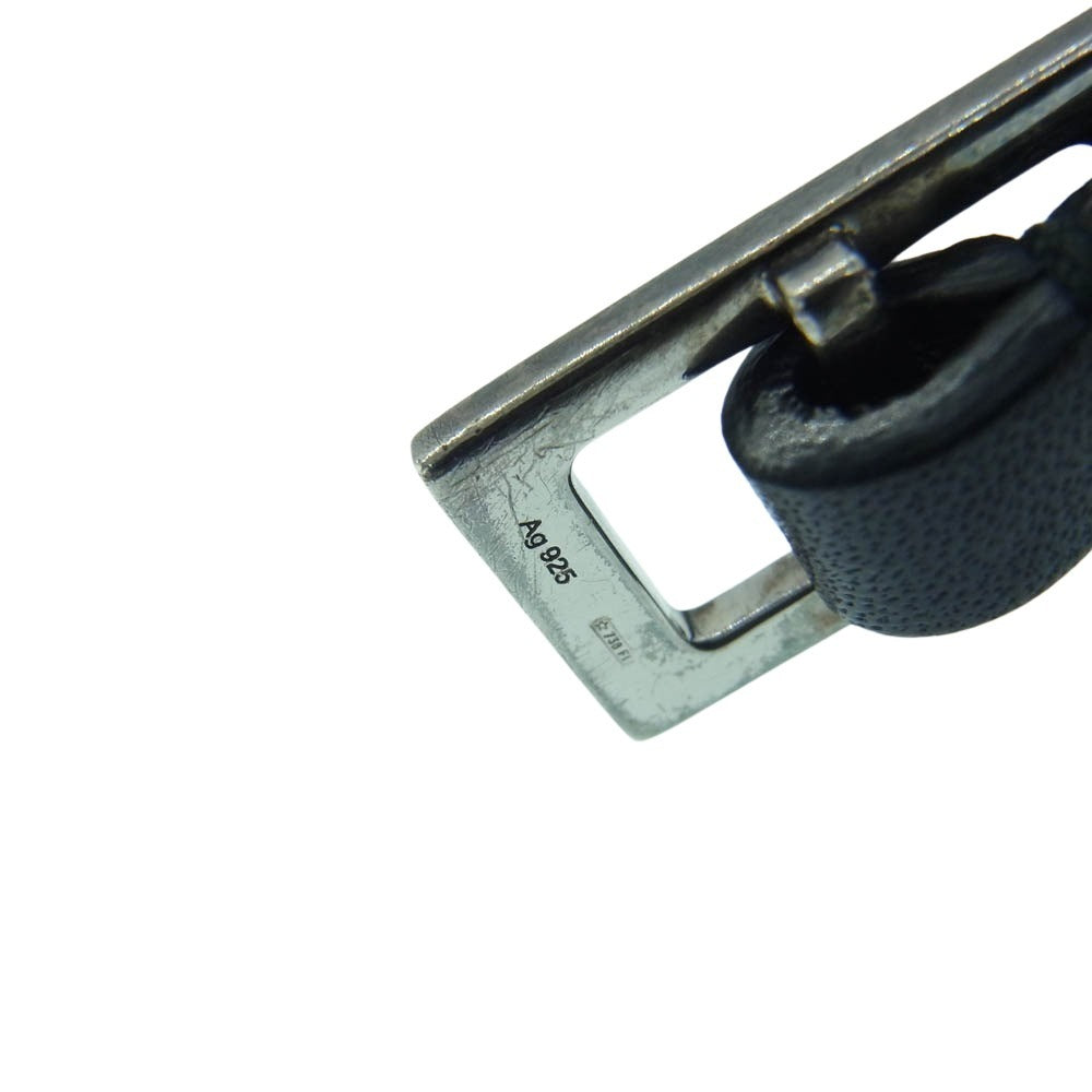 GUCCI グッチ シルバー925バックル レザー 2連 ブレスレット ブラック系【中古】