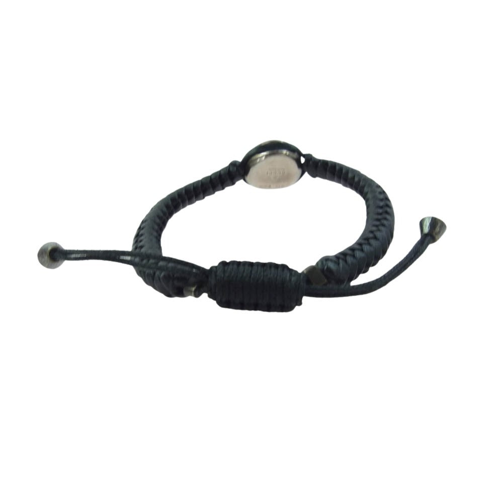 GUCCI グッチ クレスト エンブレム 編み込みレザー ブレスレット ブラック系【中古】