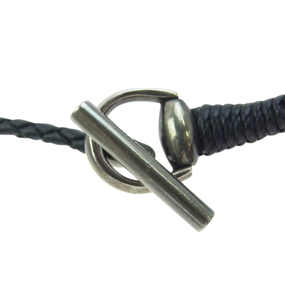 GUCCI グッチ Tバー レザー 3連 ブレスレット ブラック系【中古】