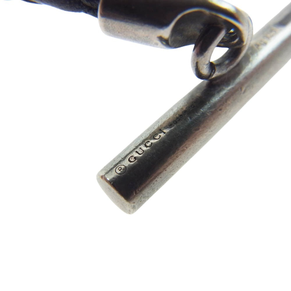 GUCCI グッチ Tバー レザー 3連 ブレスレット ブラック系【中古】