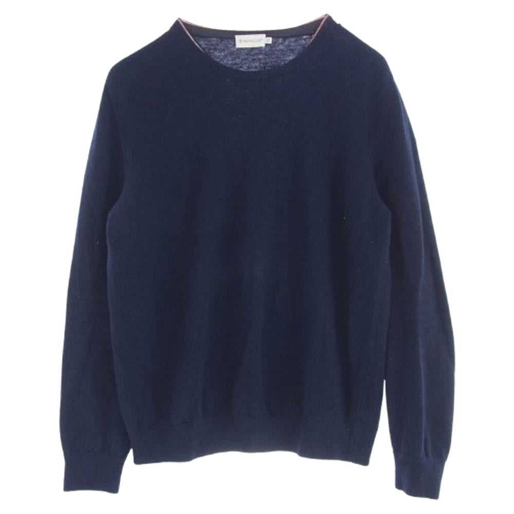 MONCLER モンクレール 420919011600 97576 MAGLIONE TRICOT GIROCOLLO クルーネック ウール セーター ネイビー系 XL【中古】