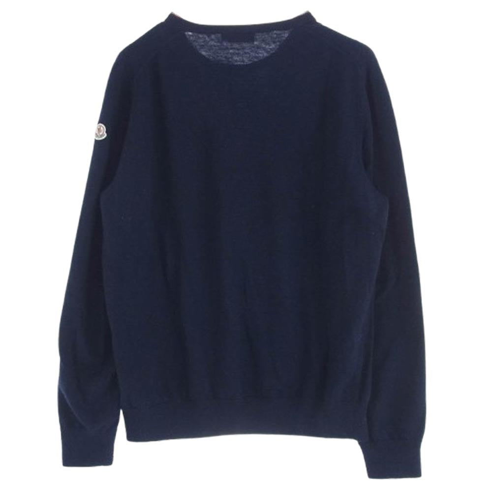 MONCLER モンクレール 420919011600 97576 MAGLIONE TRICOT GIROCOLLO クルーネック ウール セーター ネイビー系 XL【中古】