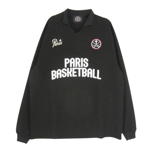 EDIFICE エディフィス PARIS BASKETBALL パリ バスケットボール 別注 ライトジャージー 長袖 ゲームシャツ ブラック系 L【美品】【中古】