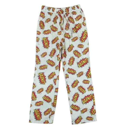 SAINT MICHAEL セントマイケル 22AW SM-A22-0000-028 PAJAMA PANTS POW パジャマ パンツ ホワイト系 レッド系 イエロー系 L【中古】