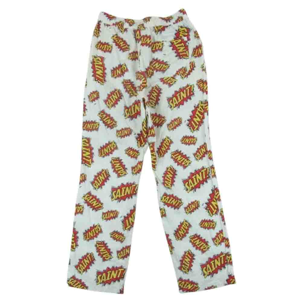 SAINT MICHAEL セントマイケル 22AW SM-A22-0000-028 PAJAMA PANTS POW パジャマ パンツ ホワイト系 レッド系 イエロー系 L【中古】