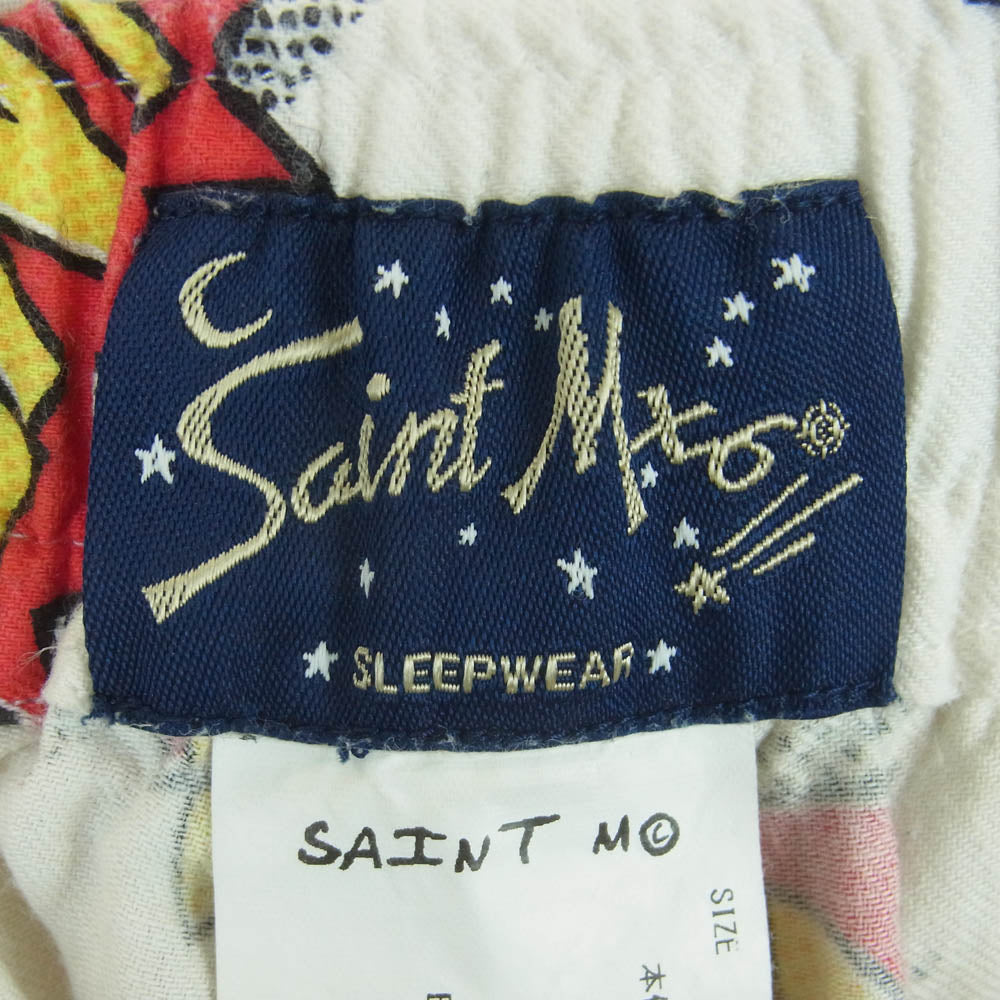 SAINT MICHAEL セントマイケル 22AW SM-A22-0000-028 PAJAMA PANTS POW パジャマ パンツ ホワイト系 レッド系 イエロー系 L【中古】