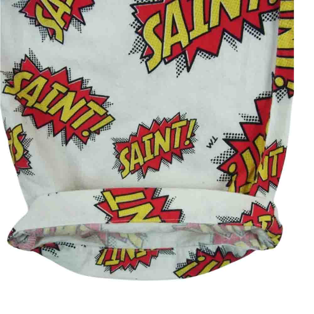 SAINT MICHAEL セントマイケル 22AW SM-A22-0000-028 PAJAMA PANTS POW パジャマ パンツ ホワイト系 レッド系 イエロー系 L【中古】