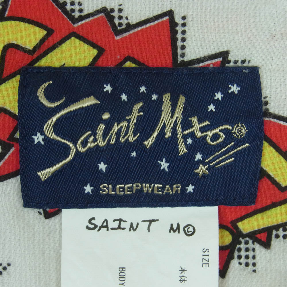 SAINT MICHAEL セントマイケル 22AW SM-A22-0000-027 PAJAMA SHIRT POW パジャマ 長袖 シャツ ホワイト系 レッド系 イエロー系 L【中古】