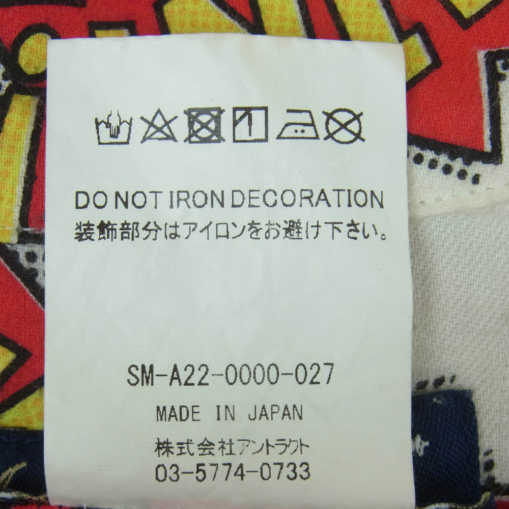 SAINT MICHAEL セントマイケル 22AW SM-A22-0000-027 PAJAMA SHIRT POW パジャマ 長袖 シャツ ホワイト系 レッド系 イエロー系 L【中古】