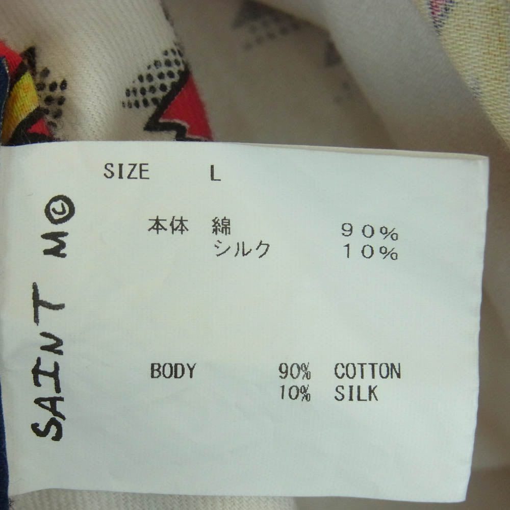 SAINT MICHAEL セントマイケル 22AW SM-A22-0000-027 PAJAMA SHIRT POW パジャマ 長袖 シャツ ホワイト系 レッド系 イエロー系 L【中古】