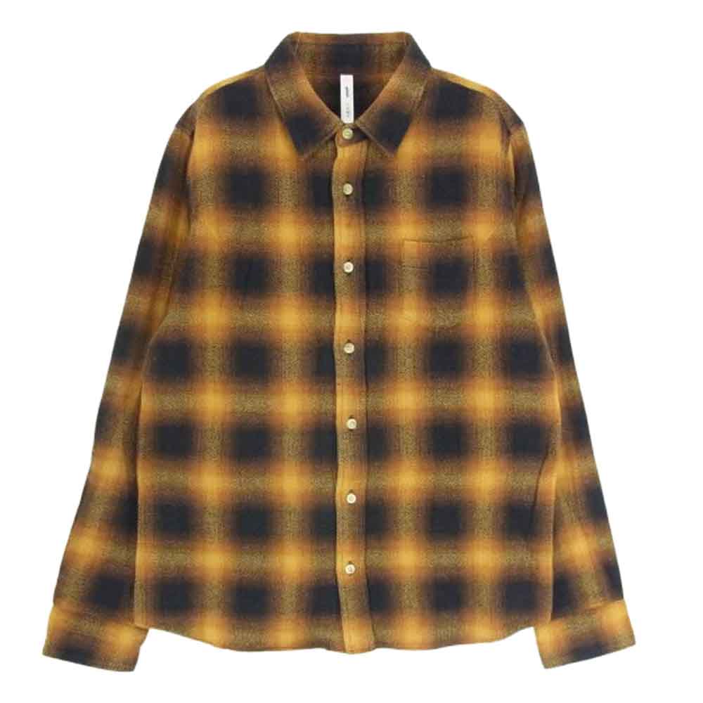 glamb グラム オンブレチェック コットン 長袖シャツ イエロー系 3【中古】