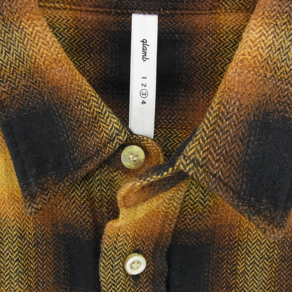 glamb グラム オンブレチェック コットン 長袖シャツ イエロー系 3【中古】