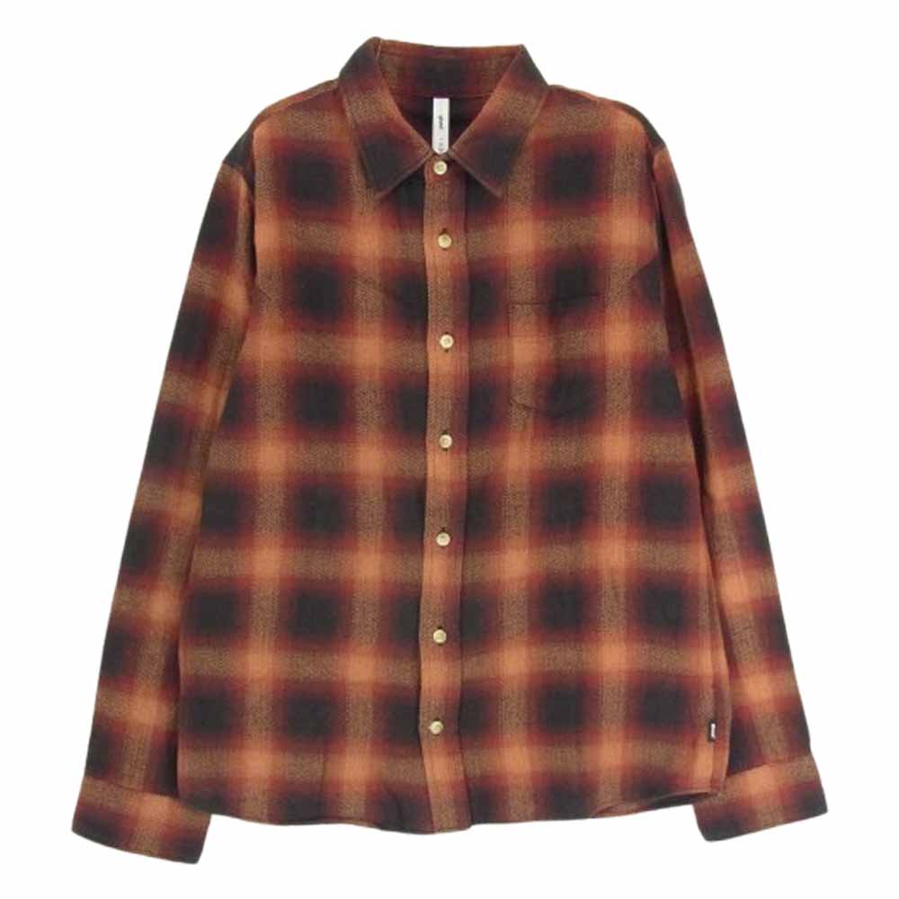 glamb グラム オンブレチェック コットン 長袖シャツ オレンジ系 3【中古】