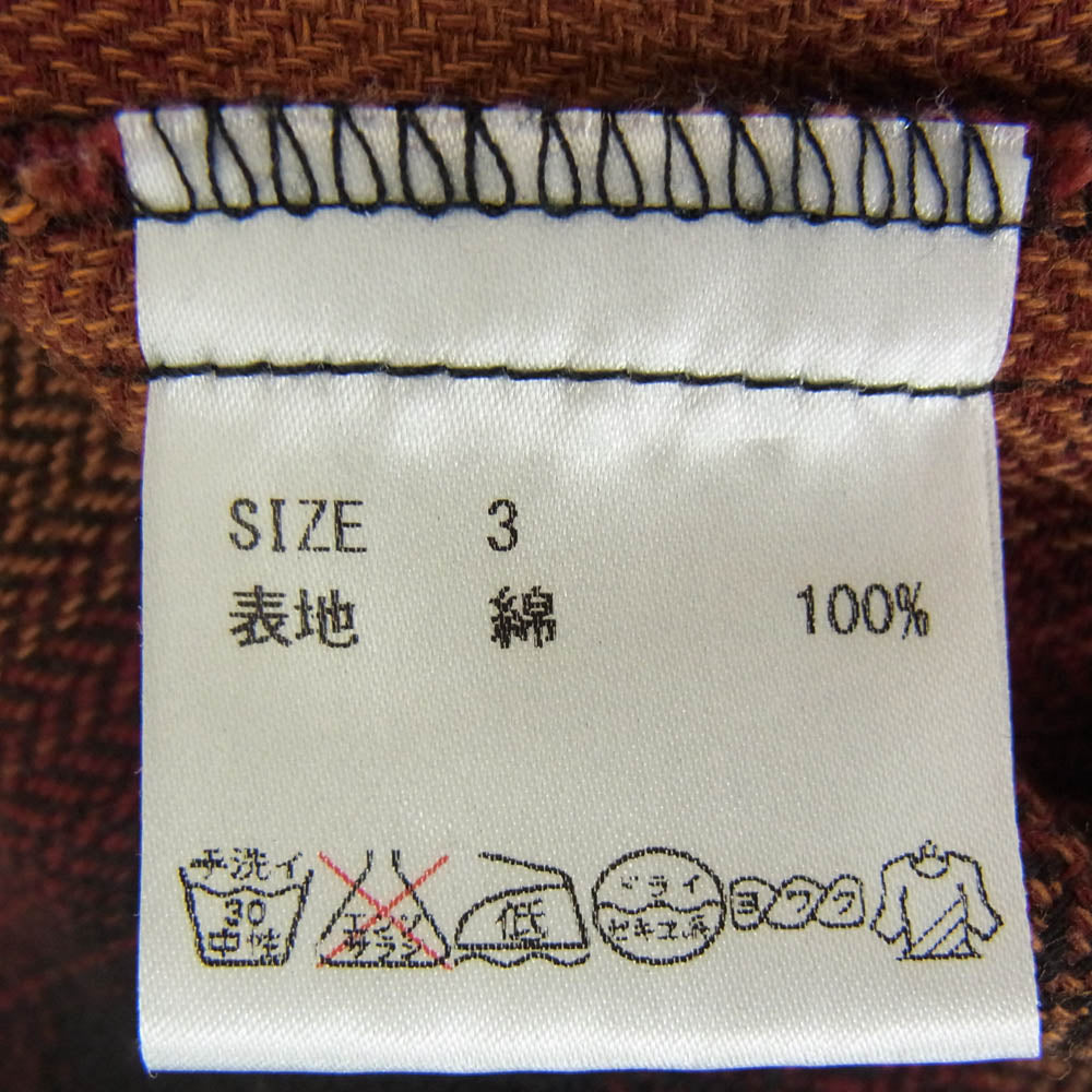 glamb グラム オンブレチェック コットン 長袖シャツ オレンジ系 3【中古】