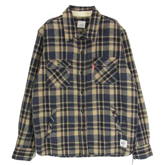 VICTIM ヴィクティム VTM-10-S-150 ウール チェック柄 長袖シャツ ネイビー系 L【中古】