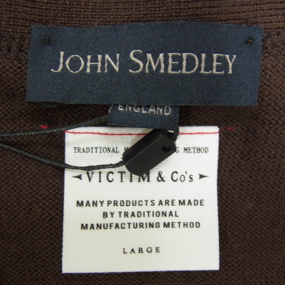 VICTIM ヴィクティム VTM-12-LIMITED-002 × JOHN SMEDLEY ジョンスメドレー コットン バイカラー カーディガン ブラウン系 L【新古品】【未使用】【中古】