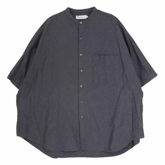 GRAPHPAPER グラフペーパー GM231-50232B Oxford Oversizd S/S Band Collar Shirt オックスフォード オーバーサイズド バンドカラー 半袖シャツ グレー系 F【中古】