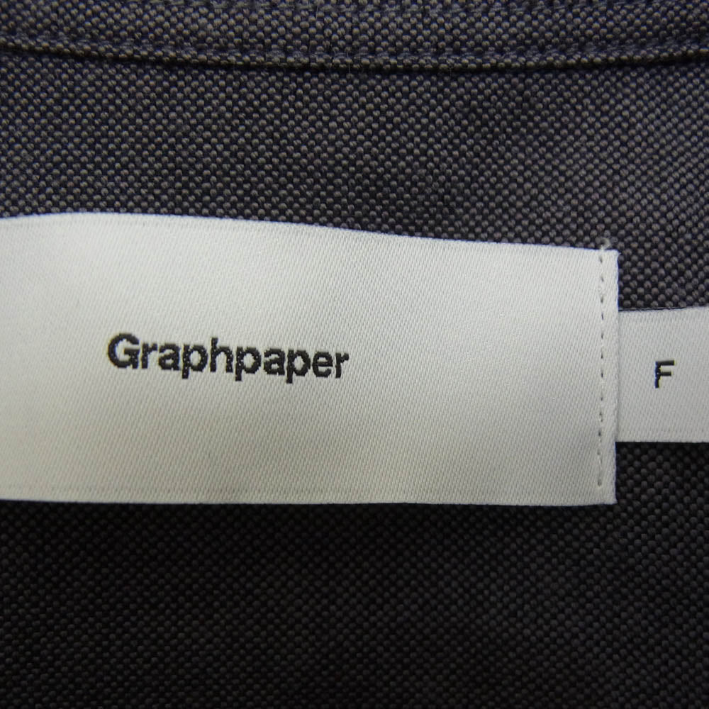 GRAPHPAPER グラフペーパー GM231-50232B Oxford Oversizd S/S Band Collar Shirt オックスフォード オーバーサイズド バンドカラー 半袖シャツ グレー系 F【中古】