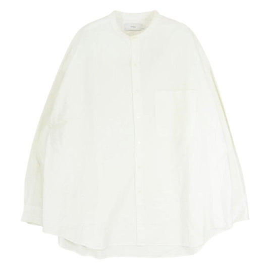 GRAPHPAPER グラフペーパー GM223-50072B Oxford Oversized Band Collar Shirt オックスフォード オーバーサイズド バンドカラー 長袖シャツ ホワイト系 F【中古】