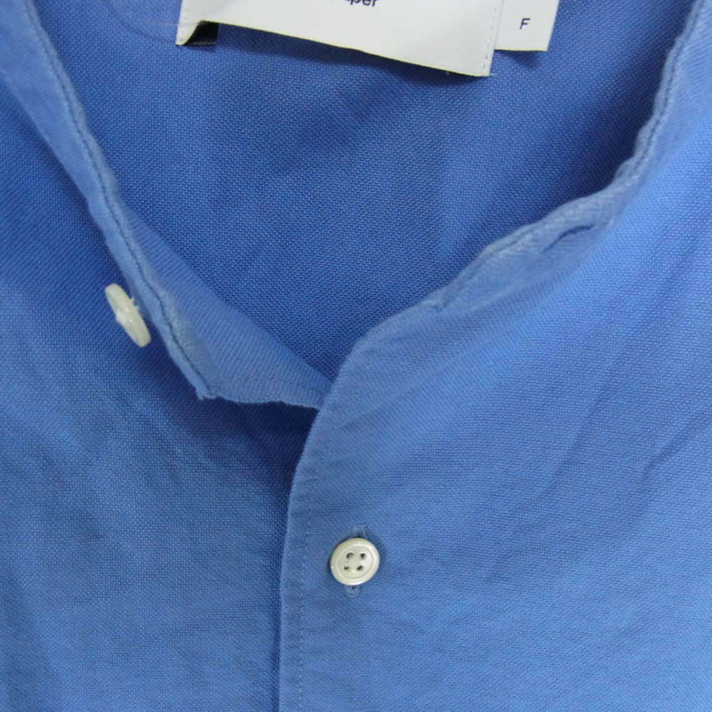 GRAPHPAPER グラフペーパー GM223-50072B Oxford Oversized Band Collar Shirt オックスフォード オーバーサイズド バンドカラー 長袖シャツ ブルー系 F【中古】