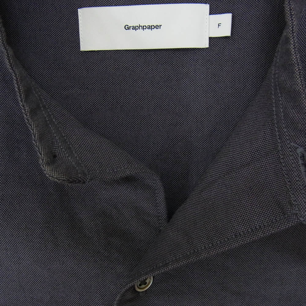 GRAPHPAPER グラフペーパー GM213-50137B Oxford Oversized Band Collar Shirt オックスフォード オーバーサイズド バンドカラー 長袖シャツ グレー チャコール系 F【中古】