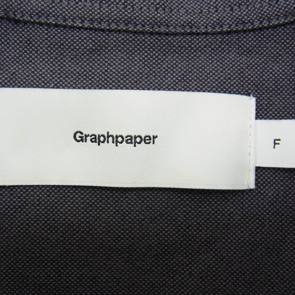 GRAPHPAPER グラフペーパー GM213-50137B Oxford Oversized Band Collar Shirt オックスフォード オーバーサイズド バンドカラー 長袖シャツ グレー チャコール系 F【中古】