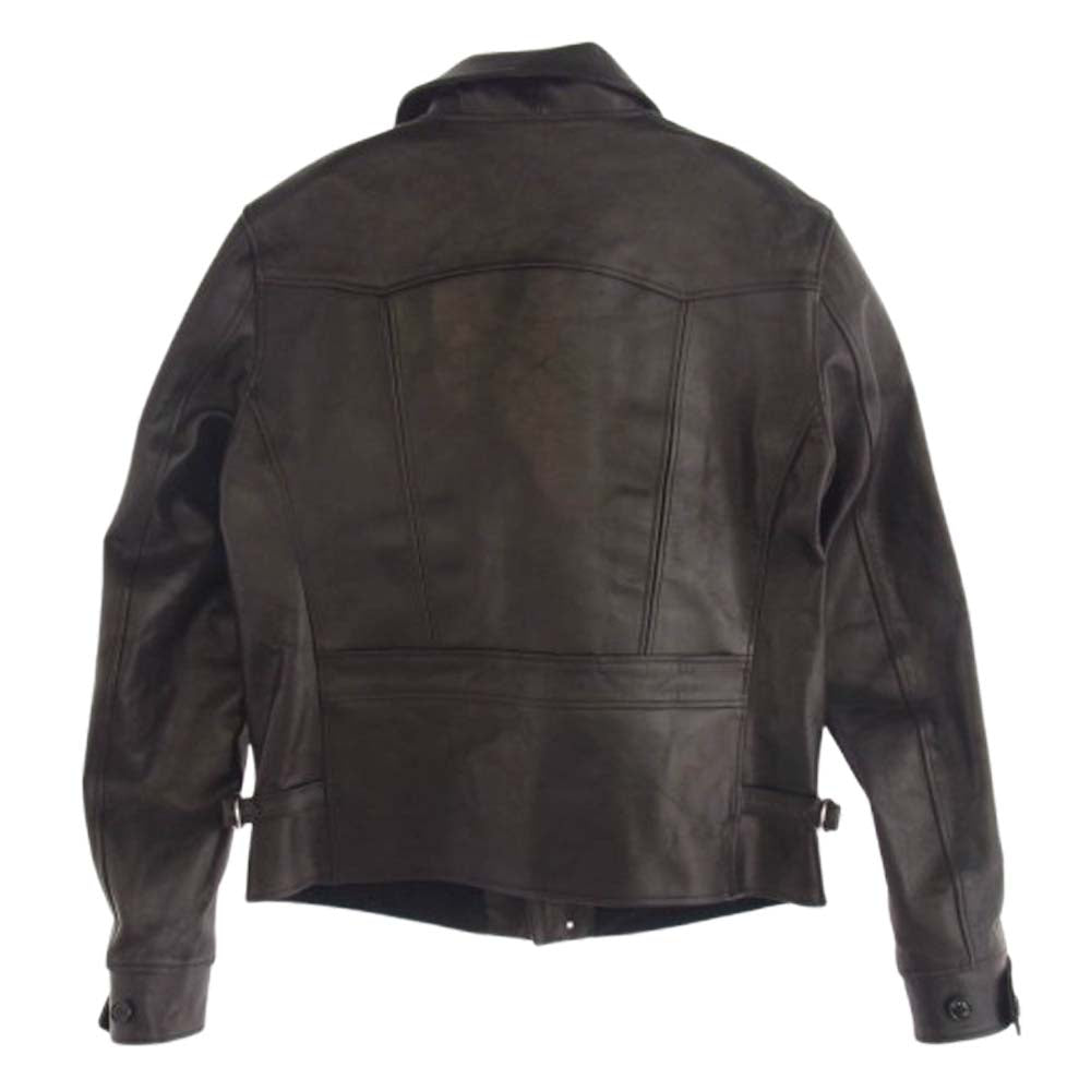 FINE CREEK LEATHERS ファインクリークレザー 24SS ACJK057 Sports Jacket Berkeley horseleather バークレイホースハイド ダブル スポーツ レザージャケット ブラック系 38【新古品】【未使用】【中古】