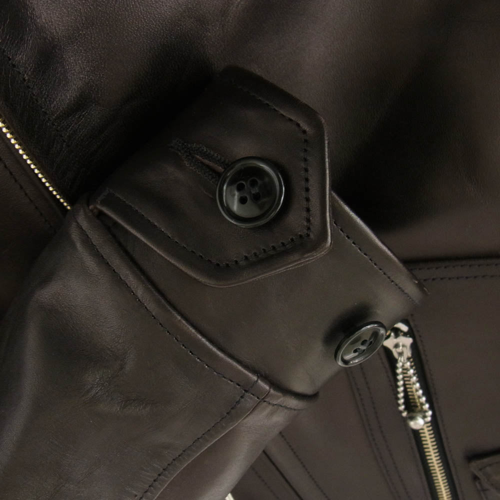 FINE CREEK LEATHERS ファインクリークレザー 24SS ACJK057 Sports Jacket Berkeley horseleather バークレイホースハイド ダブル スポーツ レザージャケット ブラック系 38【新古品】【未使用】【中古】