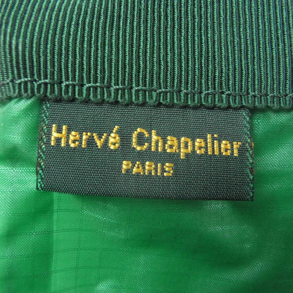 Herve Chapelier エルベ・シャプリエ パラシュートクロス ポーチ S グリーン系【新古品】【未使用】【中古】