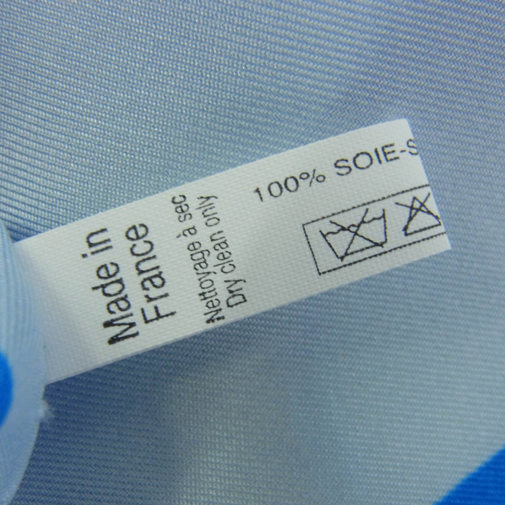 Herve Chapelier エルベ・シャプリエ シルク100％ FOULARDHC スカーフ ブルー系【美品】【中古】