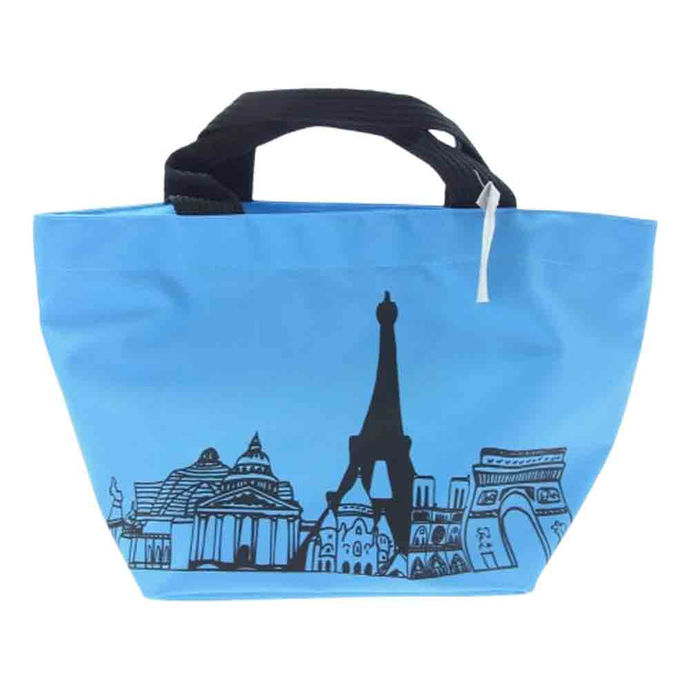 Herve Chapelier エルベ・シャプリエ 1027NSP パリ限定 エッフェル塔プリント 舟型トートM ライトブルー系【新古品】【未使用】【中古】