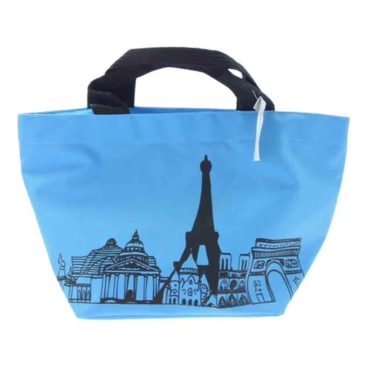 Herve Chapelier エルベ・シャプリエ 1027NSP パリ限定 エッフェル塔プリント 舟型トートM ライトブルー系【新古品】【未使用】【中古】