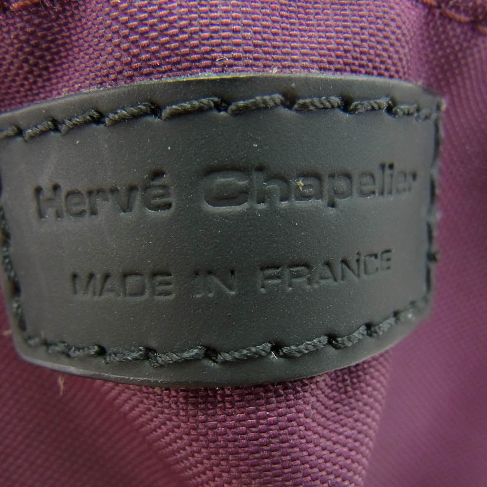 Herve Chapelier エルベ・シャプリエ 1425C-arc レザーハンドル 舟型 トート バッグ L パープル系【新古品】【未使用】【中古】