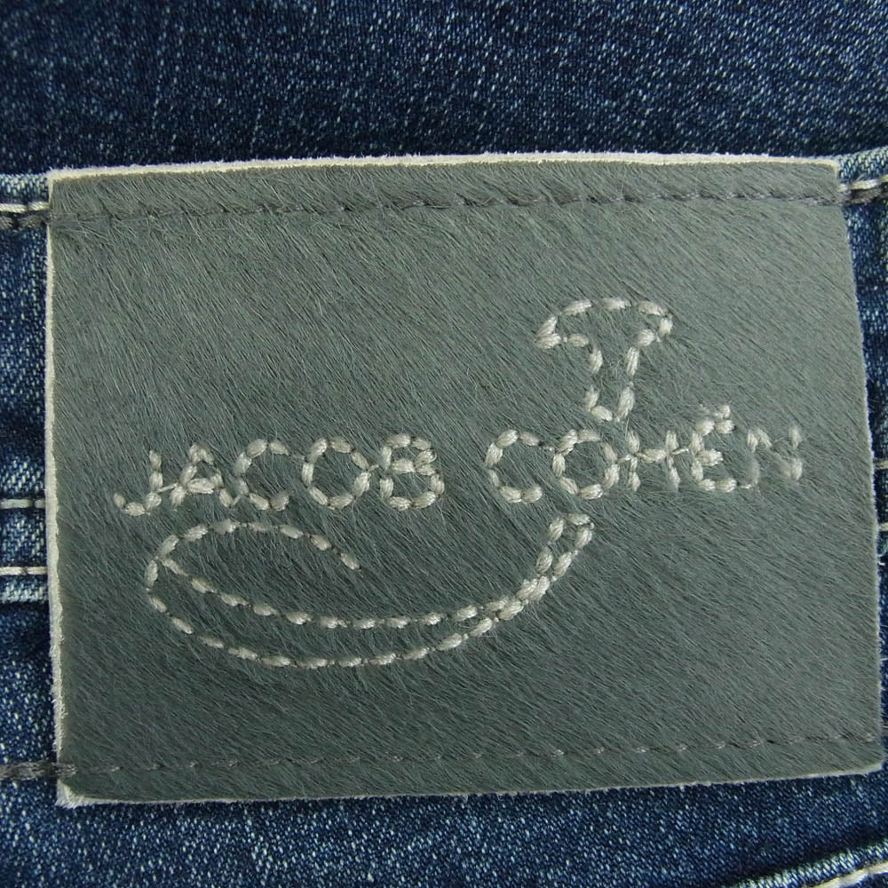 JACOB COHEN ヤコブコーエン J688 イタリア製 ハラコパッチ ボタンフライ 5ポケット デニムパンツ ジーンズ インディゴブルー系 32【中古】