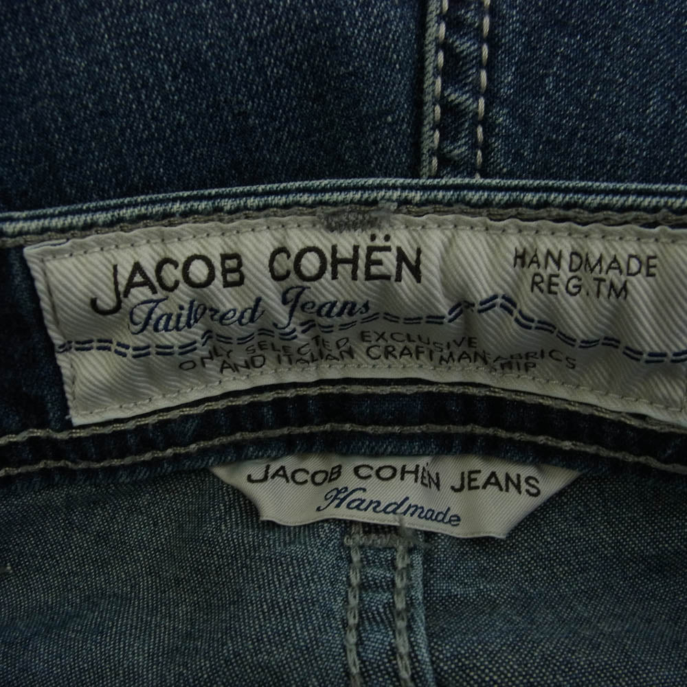 JACOB COHEN ヤコブコーエン J688 イタリア製 ハラコパッチ ボタンフライ 5ポケット デニムパンツ ジーンズ インディゴブルー系 32【中古】
