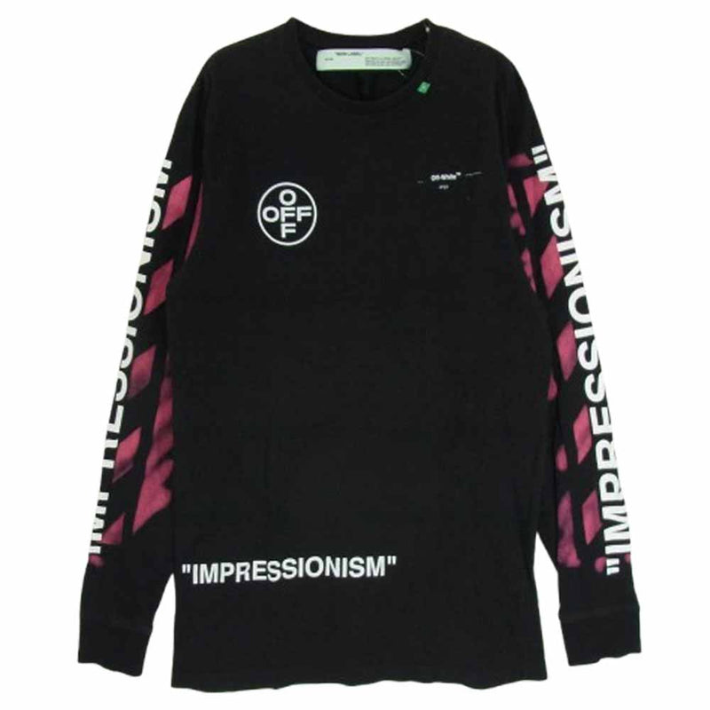 OFF-WHITE オフホワイト OMAB001R19185015 Diagonal STENCIL ステンシル アロー  長袖 Tシャツ ブラック系 L【中古】