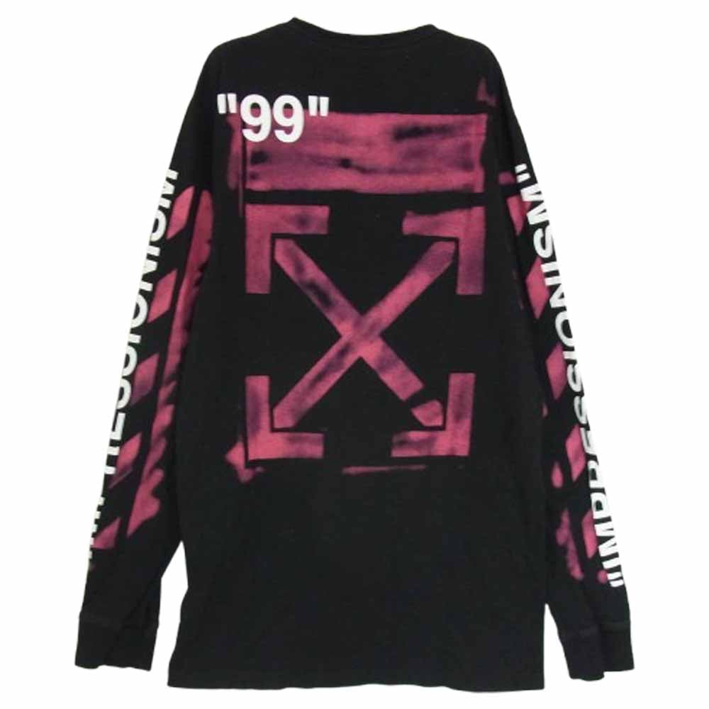OFF-WHITE オフホワイト OMAB001R19185015 Diagonal STENCIL ステンシル アロー  長袖 Tシャツ ブラック系 L【中古】