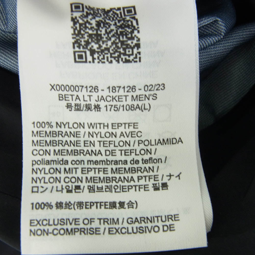 ARC'TERYX アークテリクス X00000712602 Beta LT Jacket GORE-TEX ゴアテックス ベータ ジャケット マウンテンパーカー ブラック系 L【新古品】【未使用】【中古】