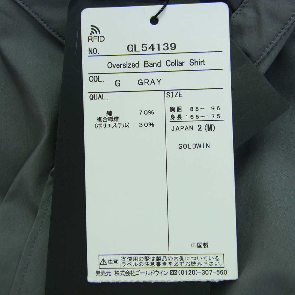 Goldwin ゴールドウィン 24SS GL54139 Oversized BandCollar Shirt オーバーサイズ バンドカラー 長袖 シャツ グレー系 2【中古】