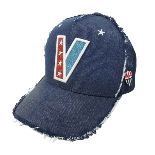 ヨシノノリタケ YK3DE-VSTAR CAP ロゴ メッシュ キャップ ネイビー系【中古】