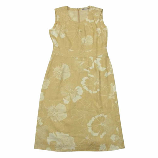 ダックス 11-901721 花柄 ワンピース 麻 キュプラ 日本製 ベージュ系 9AR【中古】