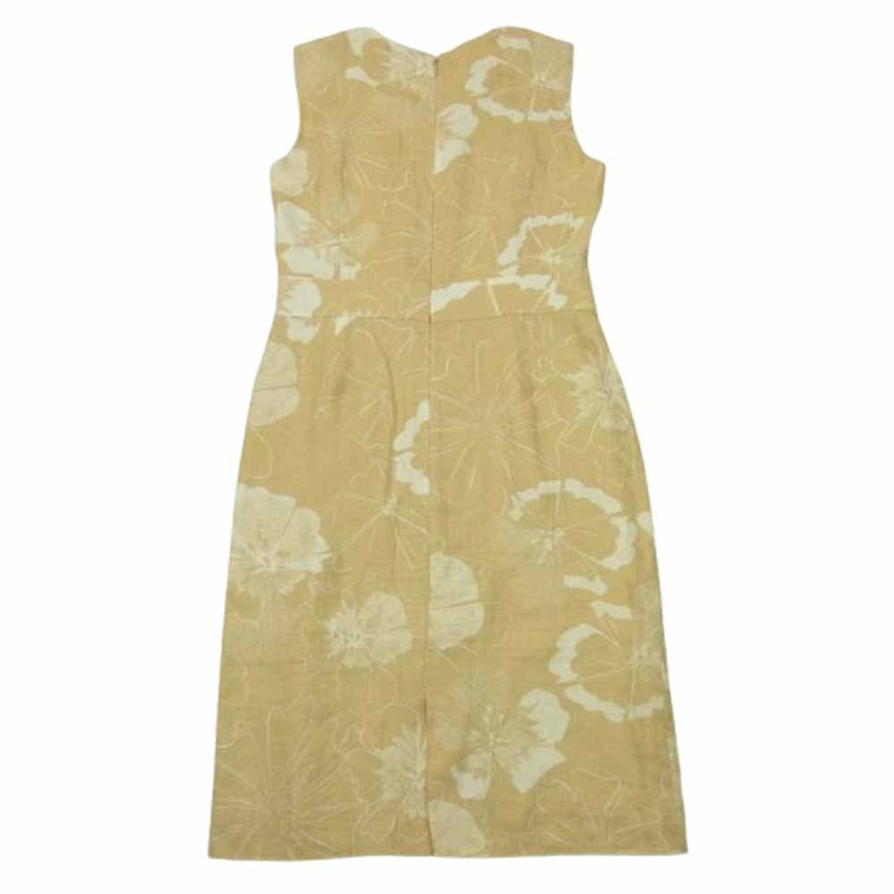 ダックス 11-901721 花柄 ワンピース 麻 キュプラ 日本製 ベージュ系 9AR【中古】