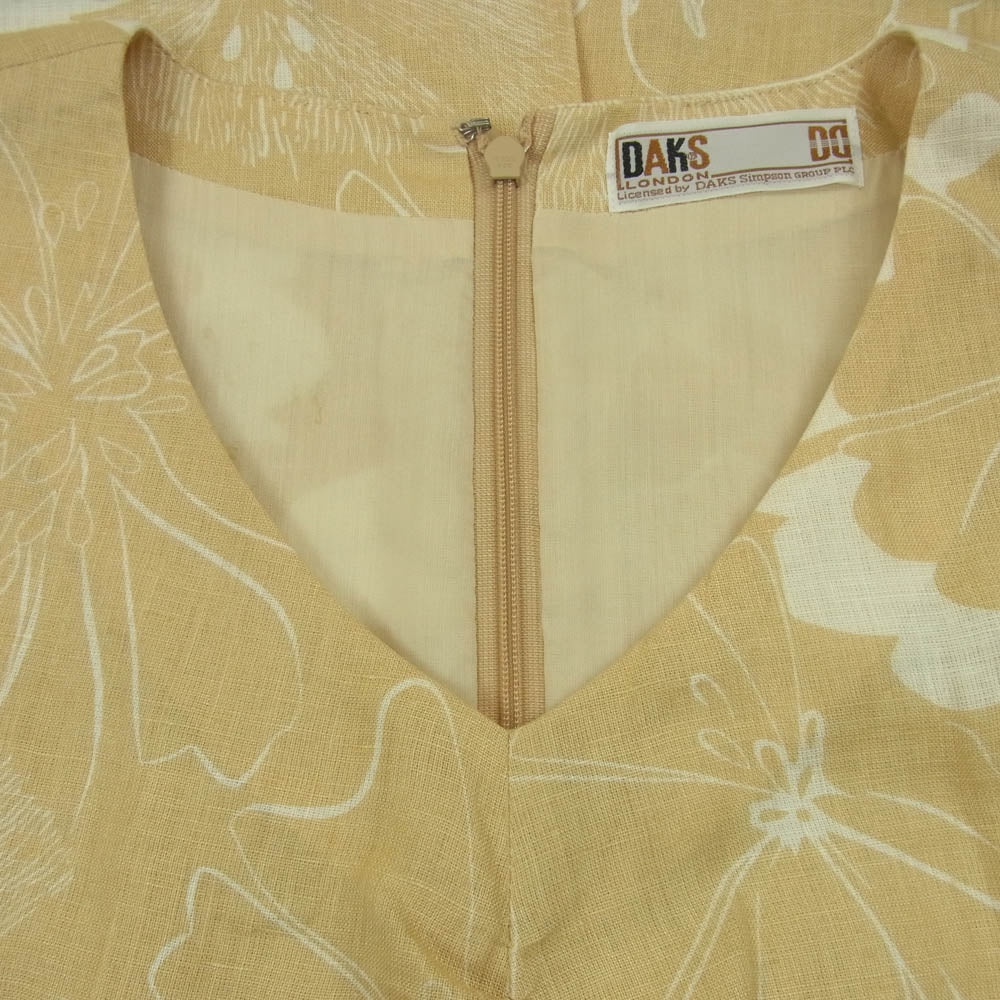 ダックス 11-901721 花柄 ワンピース 麻 キュプラ 日本製 ベージュ系 9AR【中古】