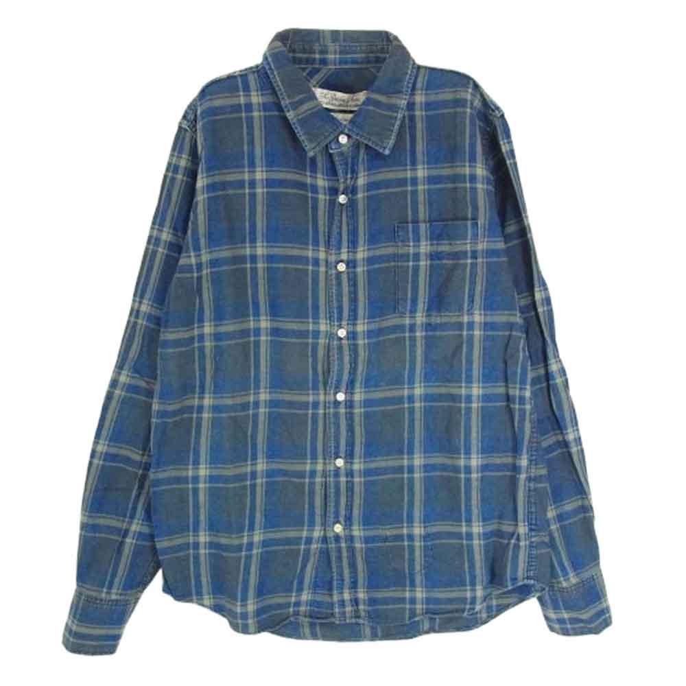 REMI RELIEF レミレリーフ コットン チェック シャツ ネイビー系 M【中古】
